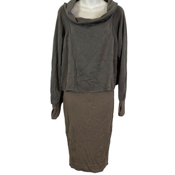Hard Tail Forever Womens CLO-15 Long Sleeve Cowl Neck Stretch Knit Dress sz M - Picture 1 of 16